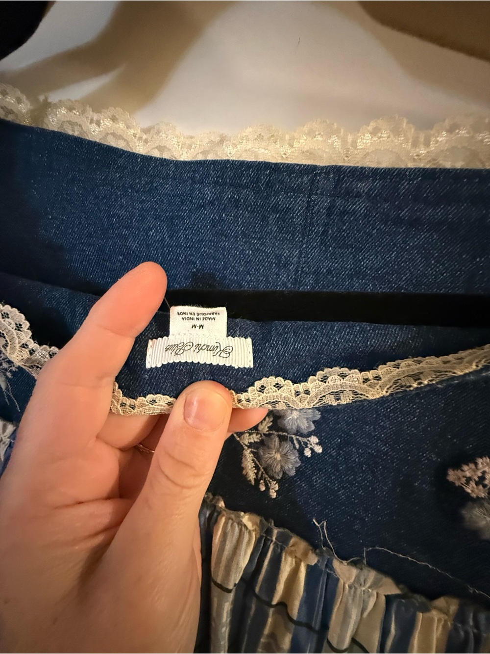 Kimchi blue Amelia medium Tiered Patchwork Maxi Skirt - Blue Floral & Gingham - Picture 4 of 4